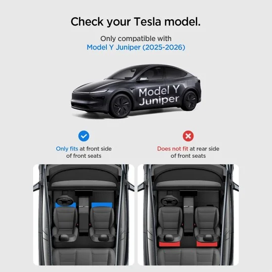 Органайзер за кола Spigen (2 бр.) Car Organizer (TO222J) - за под седалката, за Tesla Model Y Juniper, Slide Tech, водоустойчив - Черен