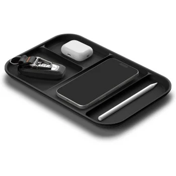 Органайзер Spigen Sectional Catchall Tray LD403 (AHP10136) - четири отделения, място за стойка за телефон, противоплъзгаща основа, полиуретан - Черен