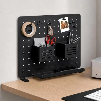 Органайзер за бюро Spigen Clamp-on Rail Desk Pegboard LD405 (AHP11400) - със сменяеми държачи / аксесоари, метален панел - Черен