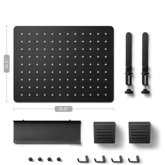 Органайзер за бюро Spigen Clamp-on Rail Desk Pegboard LD405 (AHP11400) - със сменяеми държачи / аксесоари, метален панел - Черен