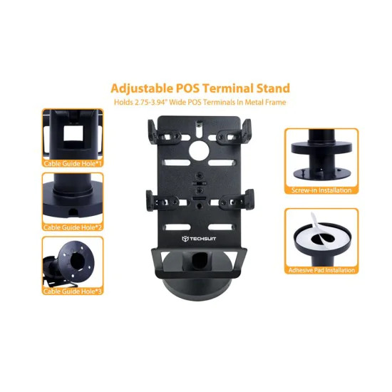POS стойка PayNest (POS1) - Techsuit - 270° хоризонтална ротация, 30° наклон, 3M лепенка - Черно