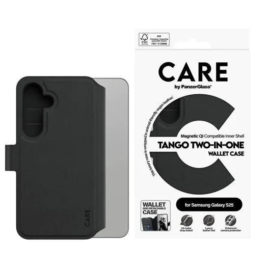 PanzerGlass® - CARE Feature Case Tango Two-in-One Portphile - Samsung Galaxy S25 - Черен