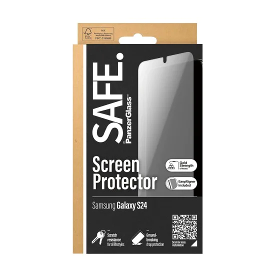 PanzerGlass® - SAFE. Ултраширок протектор за екран с EasyAligner - Samsung Galaxy S24 - Прозрачен