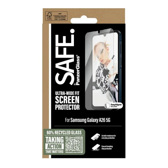 PanzerGlass® - SAFE. Ултраширок протектор за екран с подравняване - Samsung Galaxy A26 5G - Прозрачен
