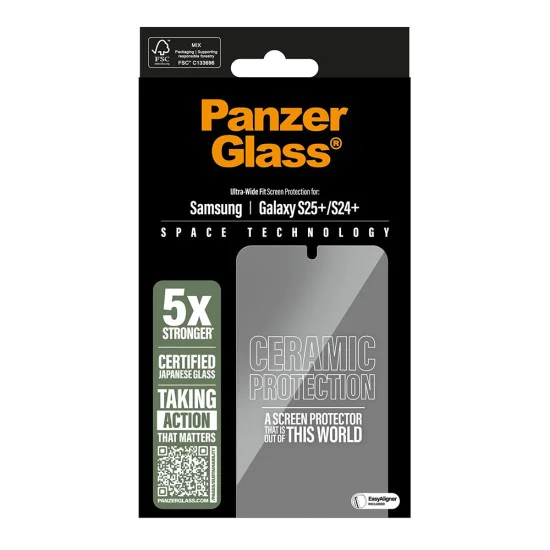PanzerGlass® - Ултраширок керамичен протектор за екран с EasyAligner - Samsung Galaxy S25 Plus / S24 Plus - Прозрачен