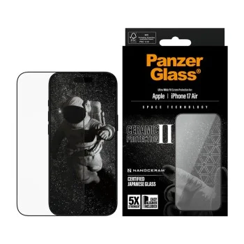 PanzerGlass® - Ултраширок керамичен протектор за екран с EasyAligner - iPhone 17 Air - Черен
