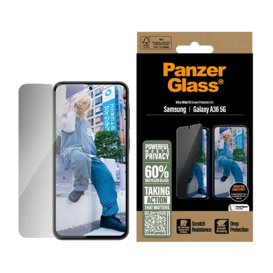 PanzerGlass® - Ултраширок протектор за екран за поверителност - Samsung Galaxy A36 5G - Прозрачен