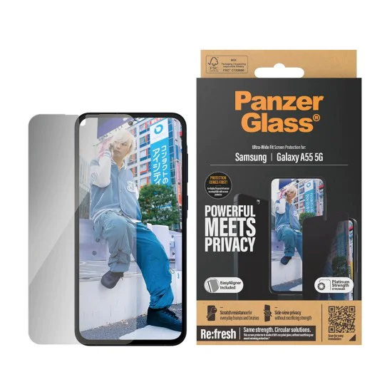 PanzerGlass® - Ултраширок протектор за екран за поверителност - Samsung Galaxy A55 5G - Прозрачен