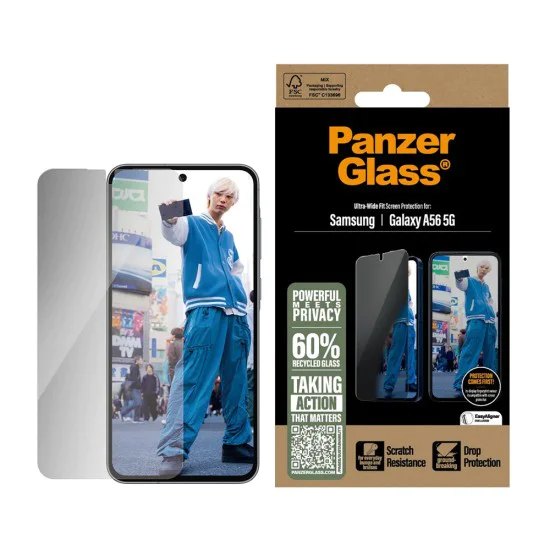 PanzerGlass® - Ултраширок протектор за екран за поверителност - Samsung Galaxy A56 5G - Прозрачен