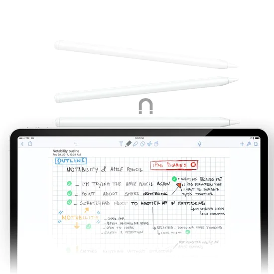 Писалка Acefast Stylus Pen (V1) - Universal, Active, Capacitive, с вграден магнит, Auto Shutdown, LED, 130mAh, Type-C - Бяла