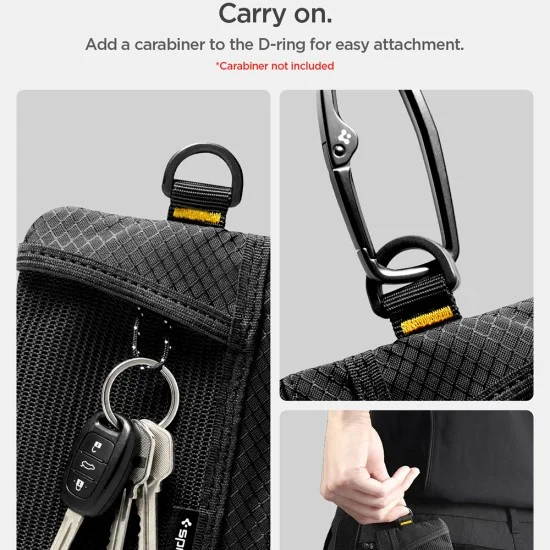 Портфейл за карти Spigen Soft Card Holder LF300 (AFA11229) - побира до 10 карти и банкноти, найлон, RFID защита - Черен