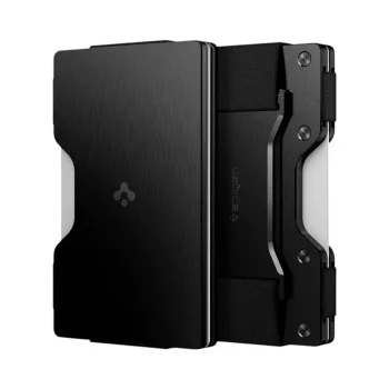 Портфейл за карти Spigen Universal Card Holder Wallet S (AMP02898) - RFID защита, събира до 12 карти, премиум алуминий - Черен