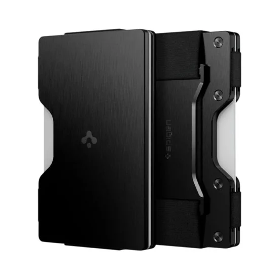 Портфейл за карти Spigen Universal Card Holder Wallet S (AMP02898) - RFID защита, събира до 12 карти, премиум алуминий - Черен