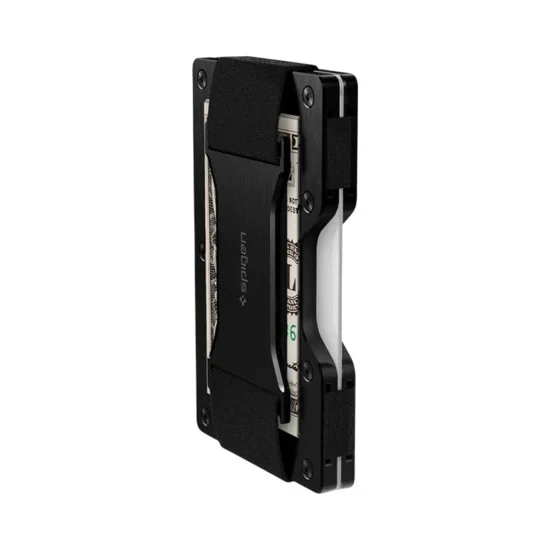 Портфейл за карти Spigen Universal Card Holder Wallet S (AMP02898) - RFID защита, събира до 12 карти, премиум алуминий - Черен