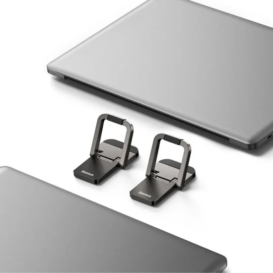 Поставка за лаптоп (2 броя) Laptop Holder (LUZC000013) - Сгъваем дизайн, Самозалепваща, Цинкова сплав - Baseus - Сив
