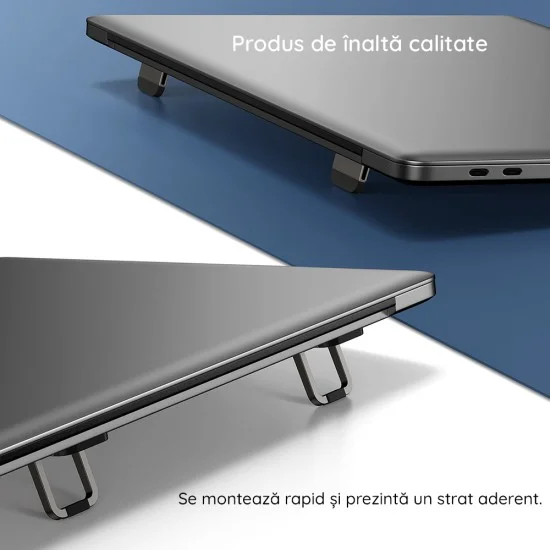 Поставка за лаптоп (2 броя) Laptop Holder (LUZC000013) - Сгъваем дизайн, Самозалепваща, Цинкова сплав - Baseus - Сив