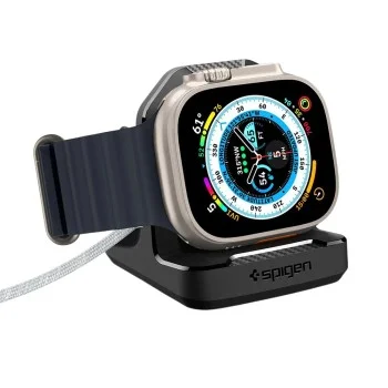 Поставка за зарядно Spigen Apple Watch Charger Stand Rugged Armor (AMP05764) - за всички модели Apple Watch - Черен