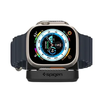 Поставка за зарядно Spigen Apple Watch Charger Stand Rugged Armor (AMP05764) - за всички модели Apple Watch - Черен