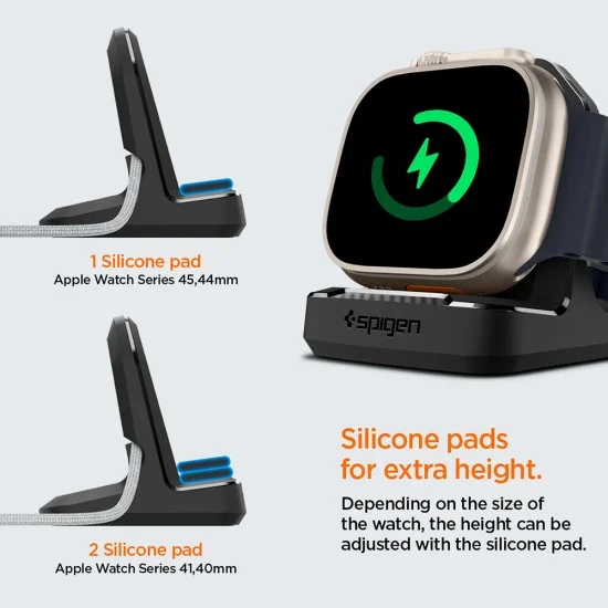 Поставка за зарядно Spigen Apple Watch Charger Stand Rugged Armor (AMP05764) - за всички модели Apple Watch - Черен