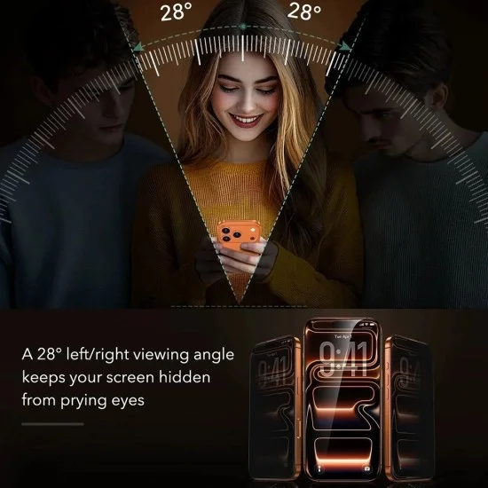 Поверителен стъклен протектор ESR Privacy Armorite Pro Screen Protector UltraFit (3 броя в комплект) - iPhone 18 Pro Max - Черен