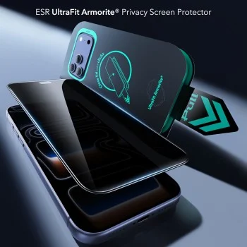 Поверителен стъклен протектор ESR Privacy Armorite Screen Protector UltraFit (2 броя в комплект) - iPhone 18 Pro - Черен
