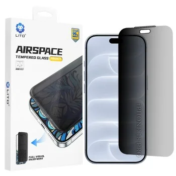 Поверителен стъклен протектор Lito Airspace Border - iPhone 18 Pro - Черен