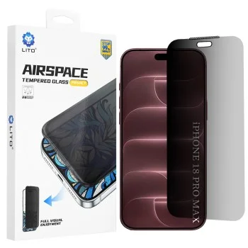 Поверителен стъклен протектор Lito Airspace Border - iPhone 18 Pro Max - Черен