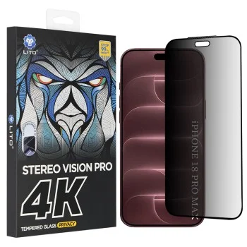 Поверителен стъклен протектор Lito D+ Max 4K Privacy - iPhone 18 Pro Max - Черен