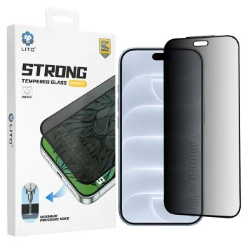 Поверителен стъклен протектор Lito D+ Max Strong Privacy - iPhone 18 Pro - Черен