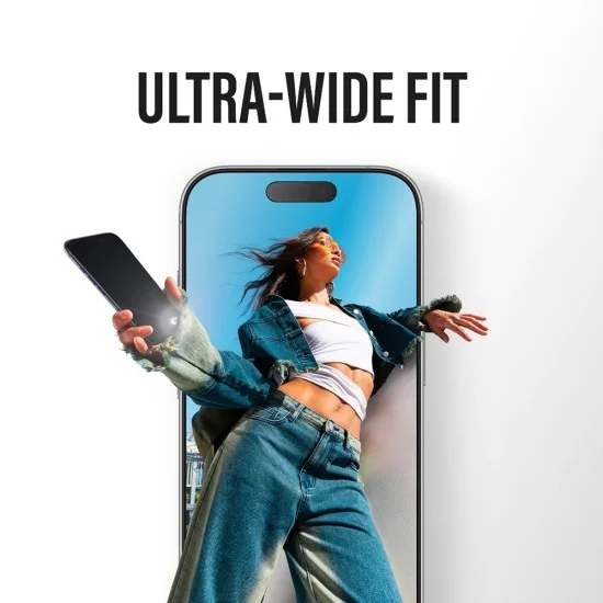 Поверителен стъклен протектор PanzerGlass® Ultra-Wide Fit Stealth Screen Protector w. FASTFIT IN-A-BOX - iPhone 17 Pro - Черен