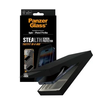 Поверителен стъклен протектор PanzerGlass® Ultra-Wide Fit Stealth Screen Protector w. FASTFIT IN-A-BOX - iPhone 17 Pro Max - Черен