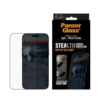 Поверителен стъклен протектор PanzerGlass® Ultra-Wide Fit Stealth Screen Protector w. FASTFIT IN-A-BOX - iPhone 17 Pro Max - Черен
