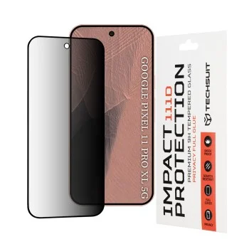 Поверителен стъклен протектор Techsuit 111D Privacy Full Glue - Google Pixel 11 Pro XL - Черен