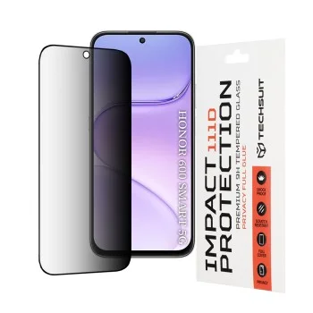 Поверителен стъклен протектор Techsuit 111D Privacy Full Glue - Honor 600 Smart - Черен