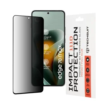 Поверителен стъклен протектор Techsuit 111D Privacy Full Glue - Motorola Edge 70 Max - Черен