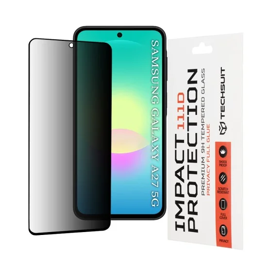 Поверителен стъклен протектор Techsuit 111D Privacy Full Glue - Samsung Galaxy A27 5G - Черен