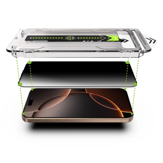 Поверителен стъклен протектор Techsuit TitanGlass FullCover (2 броя в комплект) - iPhone 18 Pro Max - Черен