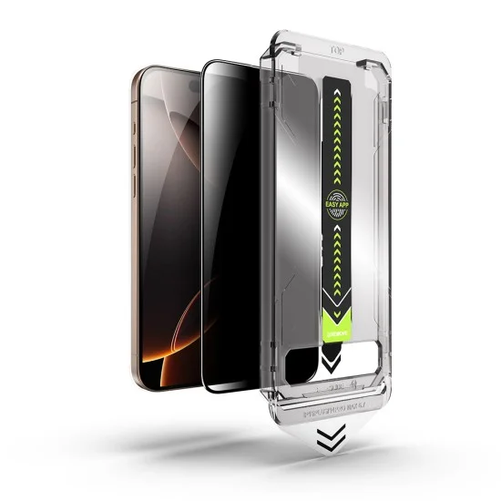 Поверителен стъклен протектор Techsuit TitanGlass FullCover - iPhone 18 Pro - Черен