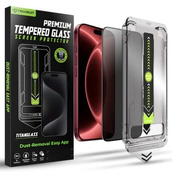 Поверителен стъклен протектор Techsuit TitanGlass FullCover - iPhone 18 Pro Max - Черен