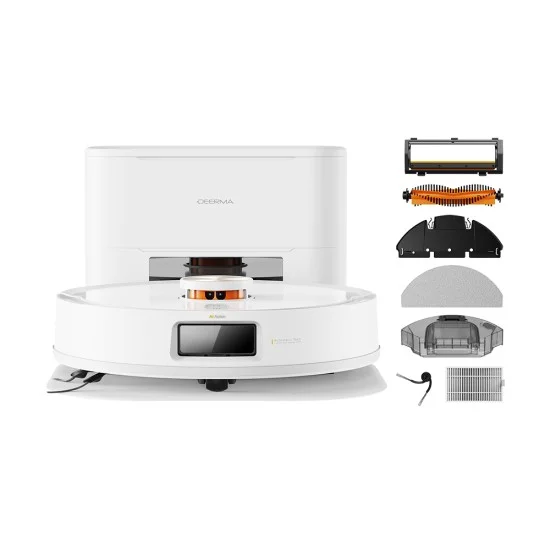 Прахосмукачка робот Deerma (DEM-H40 Pro) - със станция за автоматично изпразване, моп, 13.000Pa, 75W, LDS навигация, приложение - Бял