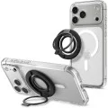 Пръстен държач за телефон Spigen Dual Pop MagSafe S (AMP11735) - с гъвкав силиконов захват за пръст, двоен магнит - Черен