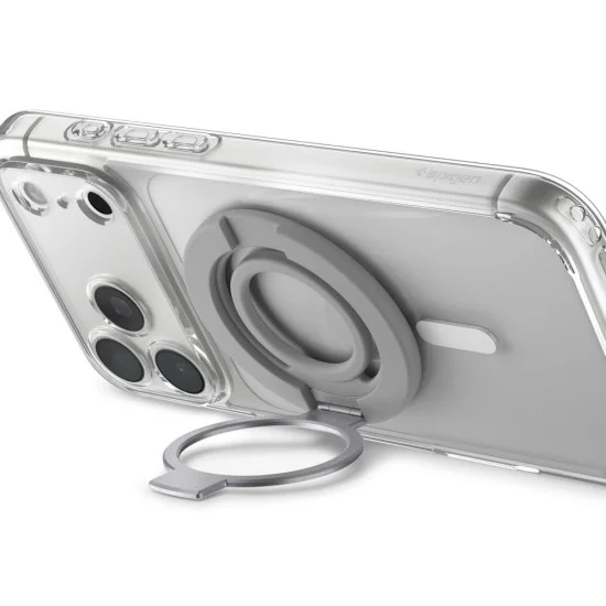 Пръстен държач за телефон Spigen Dual Pop MagSafe S (AMP11736) - с гъвкав силиконов захват за пръст, двоен магнит - Сив