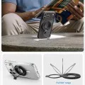 Пръстен държач за телефон Spigen Dual Pop MagSafe S (AMP11736) - с гъвкав силиконов захват за пръст, двоен магнит - Сив
