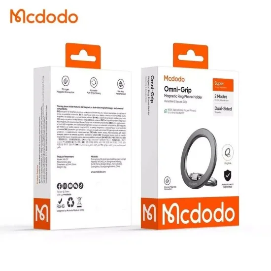 Пръстен / стойка за телефон Mcdodo (MR-7070) - магнитен пръстен 360°, ултратънък - Черен