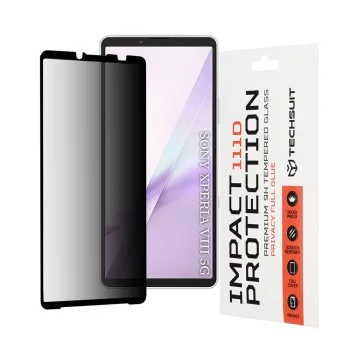 Privacy протектор за дисплей за Sony Xperia 10 VIII 111D Full Glue - Techsuit - Черен
