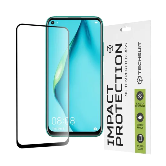 Протектор за Huawei P40 Lite / P20 Lite 2019 - 111D Full Cover / Full Glue Glass - Черен