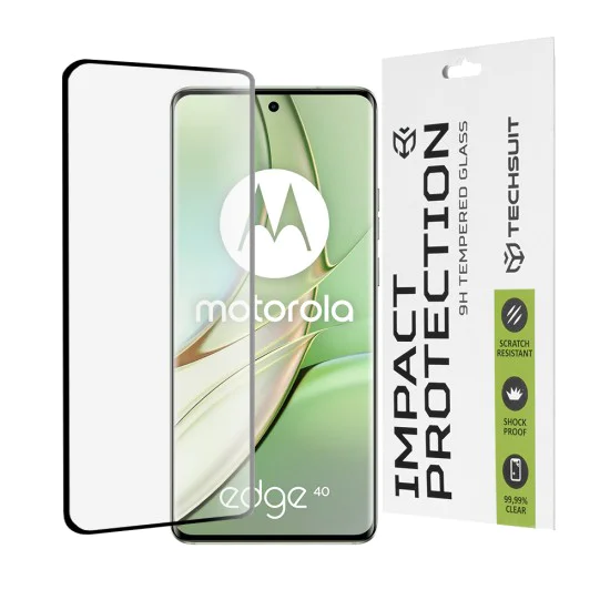 Протектор за Motorola Edge 40 / Edge (2023) - 111D пълно покритие / пълно залепено стъкло / 3D извит екран - черен