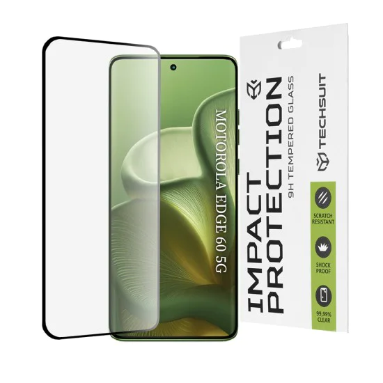 Протектор за Motorola Edge 60 / Edge 60 Fusion - Techsuit - 111D пълно покритие / пълно залепено стъкло / 3D извит екран - Черен