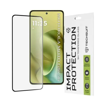 Протектор за Motorola Moto G86 / Moto G86 Power - Techsuit - 111D Пълно покритие / Стъкло с пълно лепене - Черен