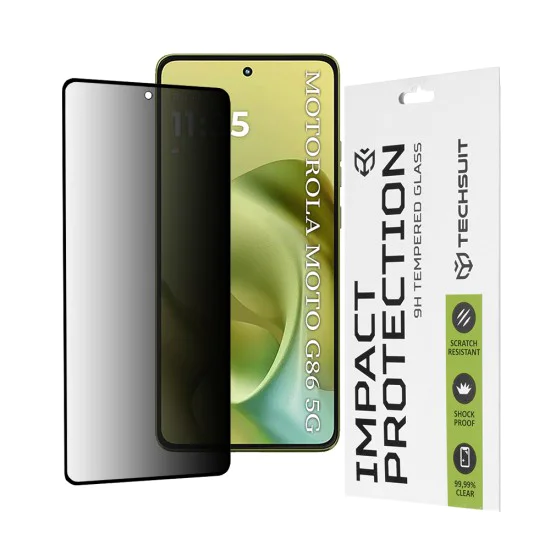 Протектор за Motorola Moto G86 / Moto G86 Power - Techsuit - 111D Privacy Full Glue - Черен